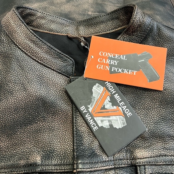 HIGH MILEAGE • Men’s Premium Cowhide Brown SOA Biker Leather Motorcycle Vest - Picture 12 of 12